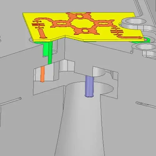 Millimeter-Wave Engineering - Ka-band microstrip quadrature mixer as part of a rectangular waveguide turnstile circuit and conical horn.