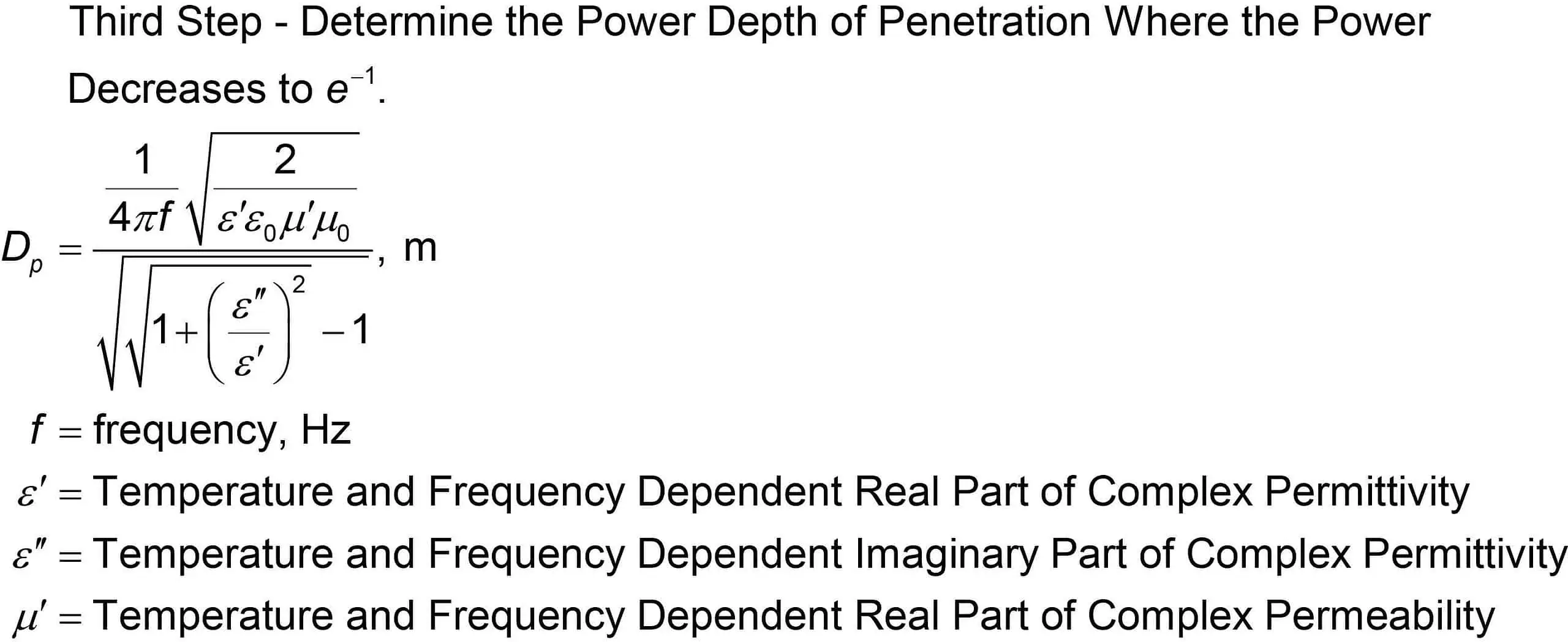 Dielectric Heating Calculator - Step 3