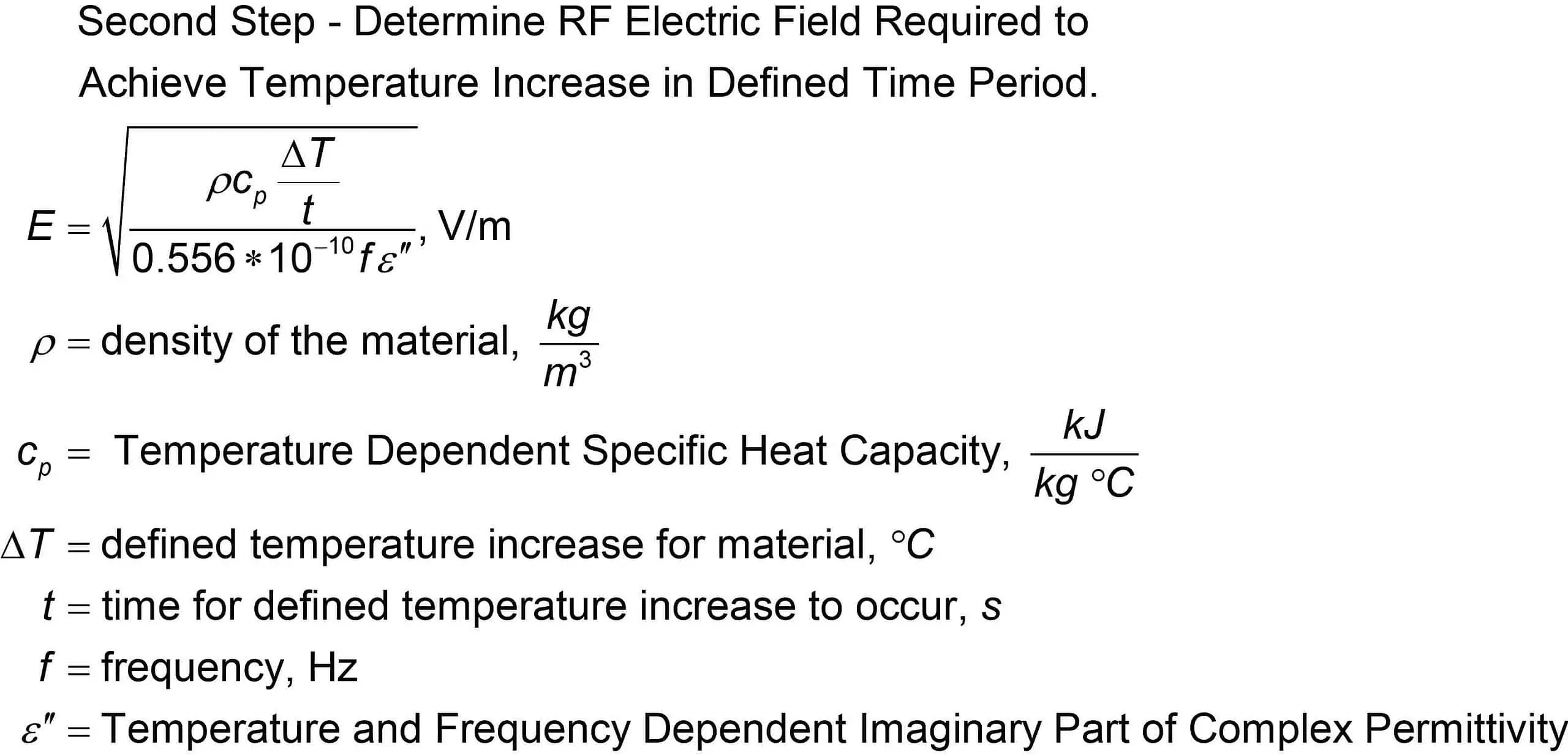 Dielectric Heating Calculator - Step 2